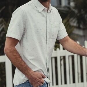 The Normal Brand Shirt Mens S White Nep Textured Button Down Short Sleeve Casual